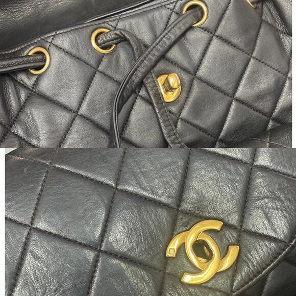 CHANEL CC Logo Matelasse Chain Backpack Bag Leather Black GHW France 317RK756 main image 13